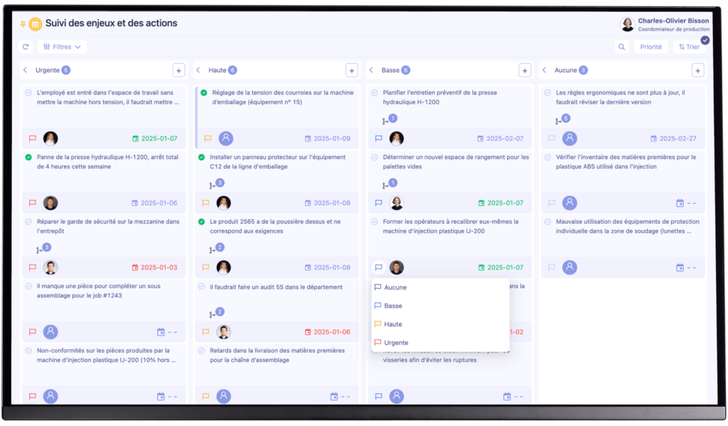 Visualisez toutes les étapes de vos opérations dans nos tableaux Kanban digitaux.