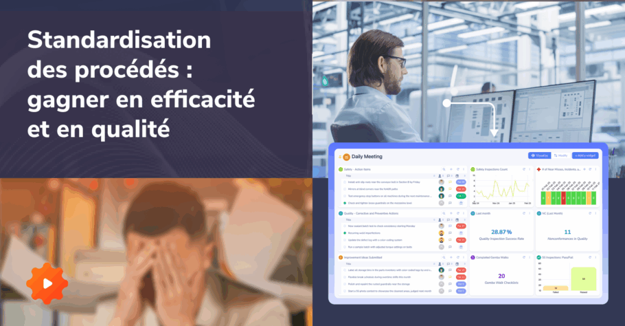 Écran partagé montrant des opérateurs utilisant le DMS de Tervene pour standardiser les procédés en atelier.