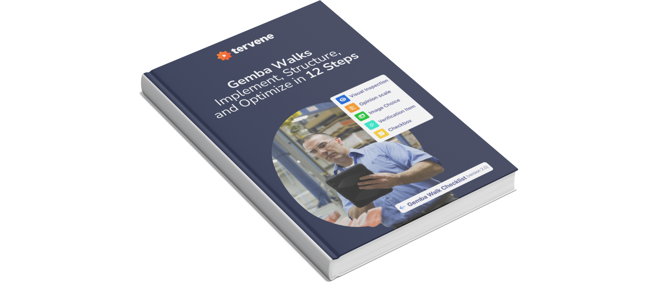 EBook on Gemba Walks in 12 Steps, highlighting practical guidance for effective daily management systems (DMS).